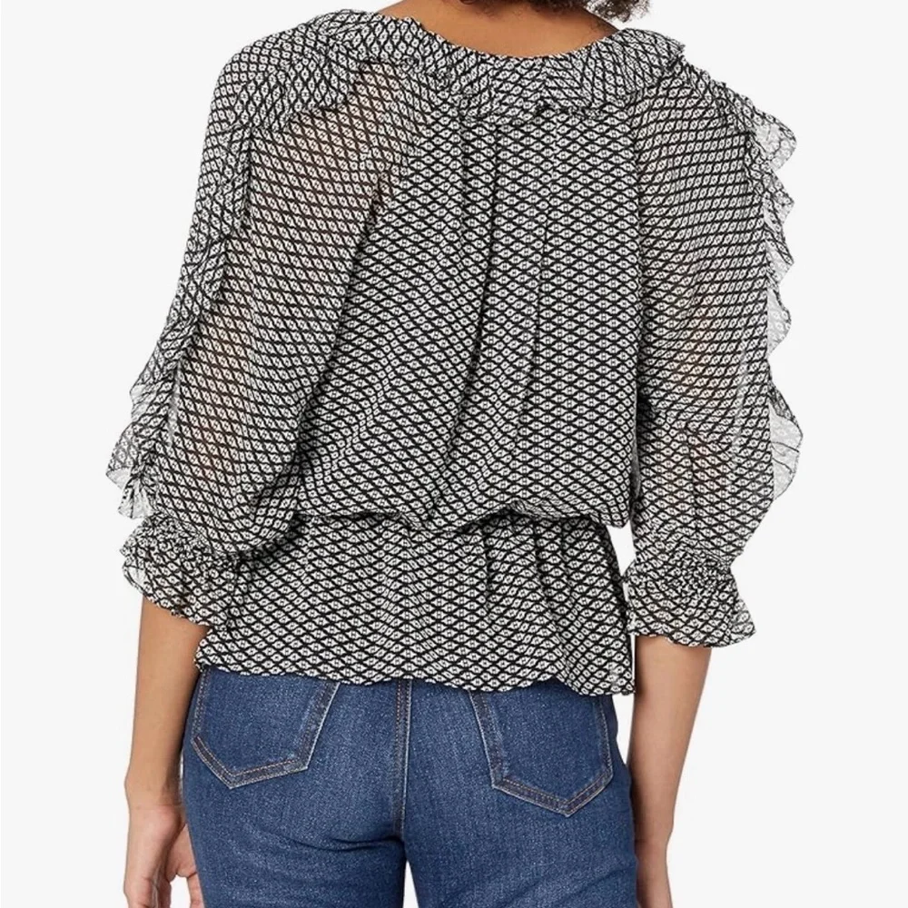 JOIE Zaida Ruffled Printed Silk-Chiffon Peplum Blouse Size Small - Picture 3 of 7